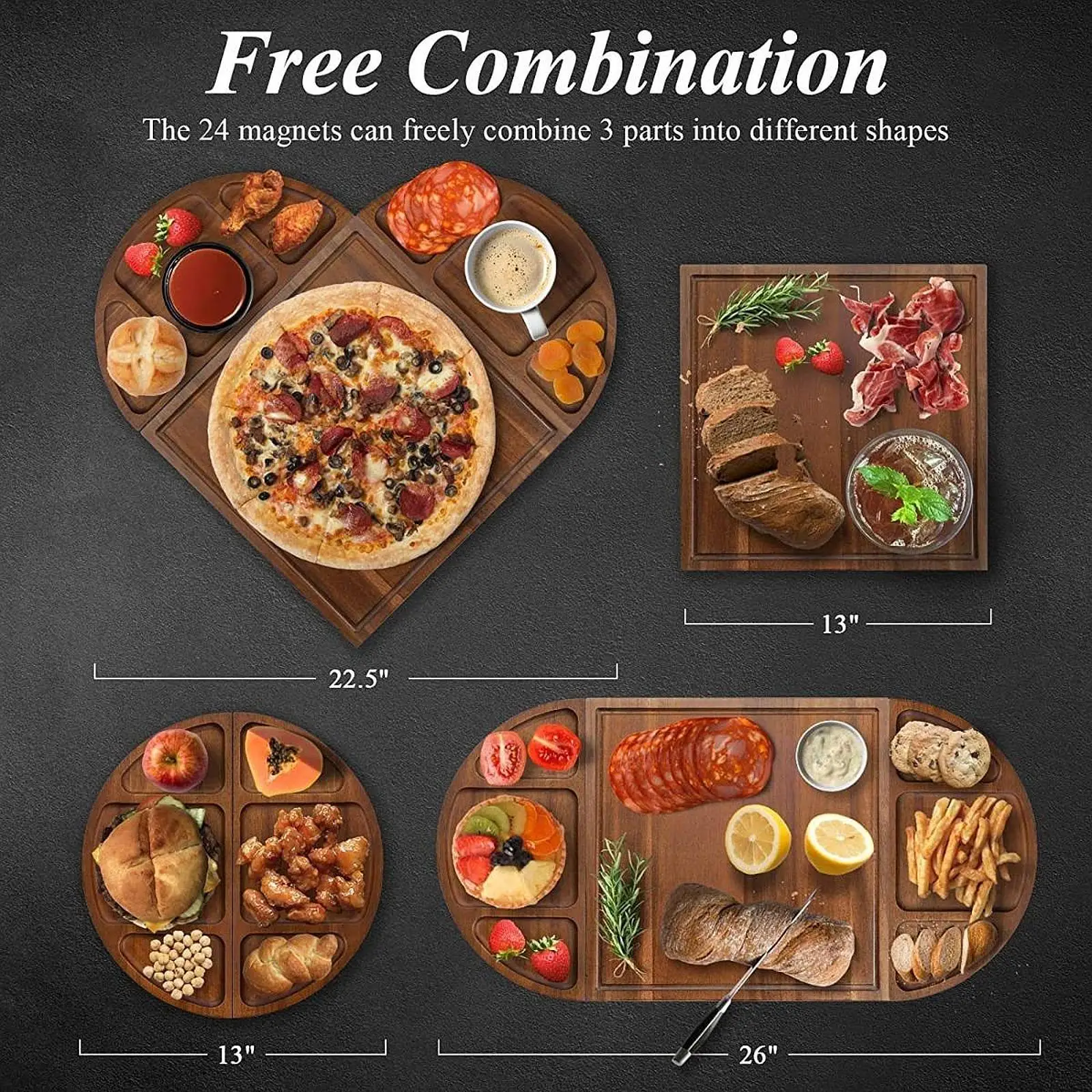 Wood Charcuterie Board Multifunction Wood Cutting Board Serving Board Platter for Housewarming Grilling Home Picnic Bread