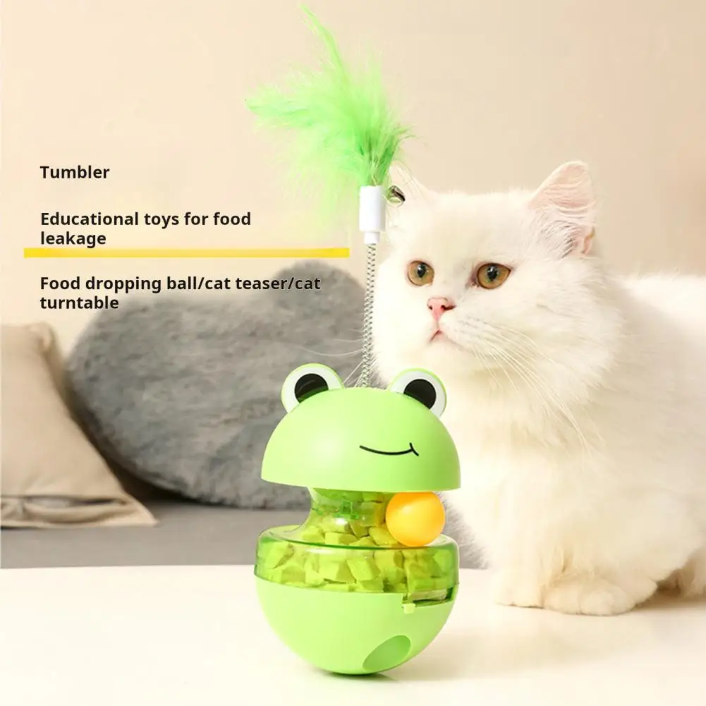 Dog Tumbler Toy Cat Ball Toy with Slow Feeder Treat Dispenser Puzzle Training Ball for Cats Dogs Frog-shape Tumble for Small