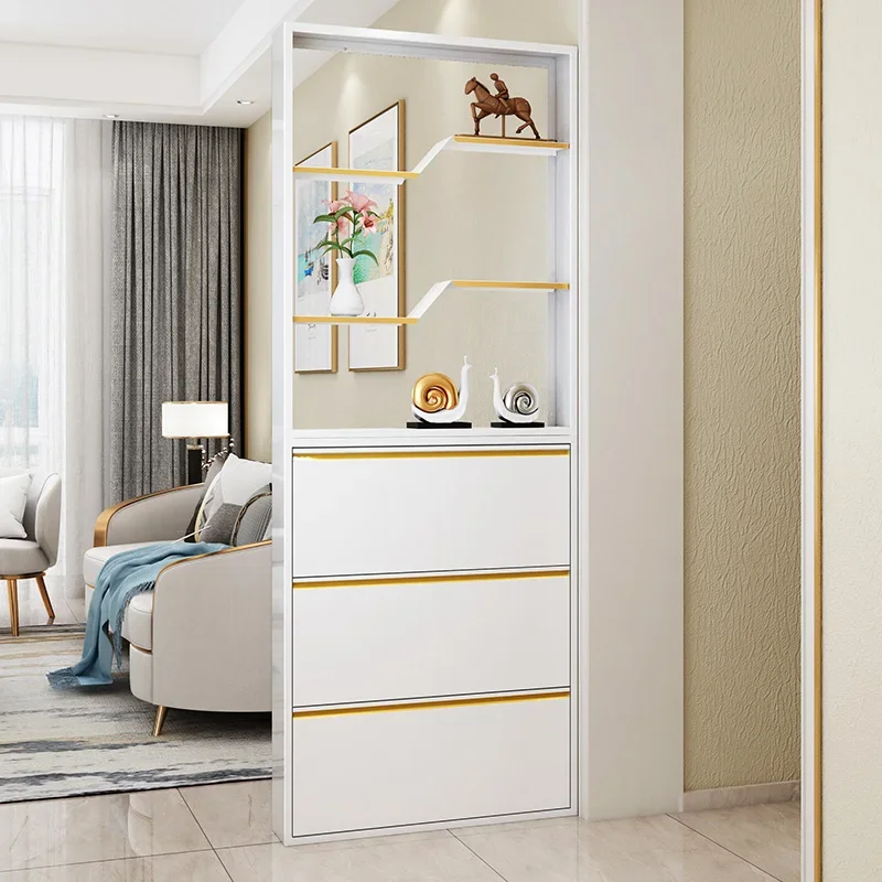 

Entrance cabinet, shoe cabinet, integrated ultra-thin 15cm screen, shelf partition cabinet, living room, light luxury entrance