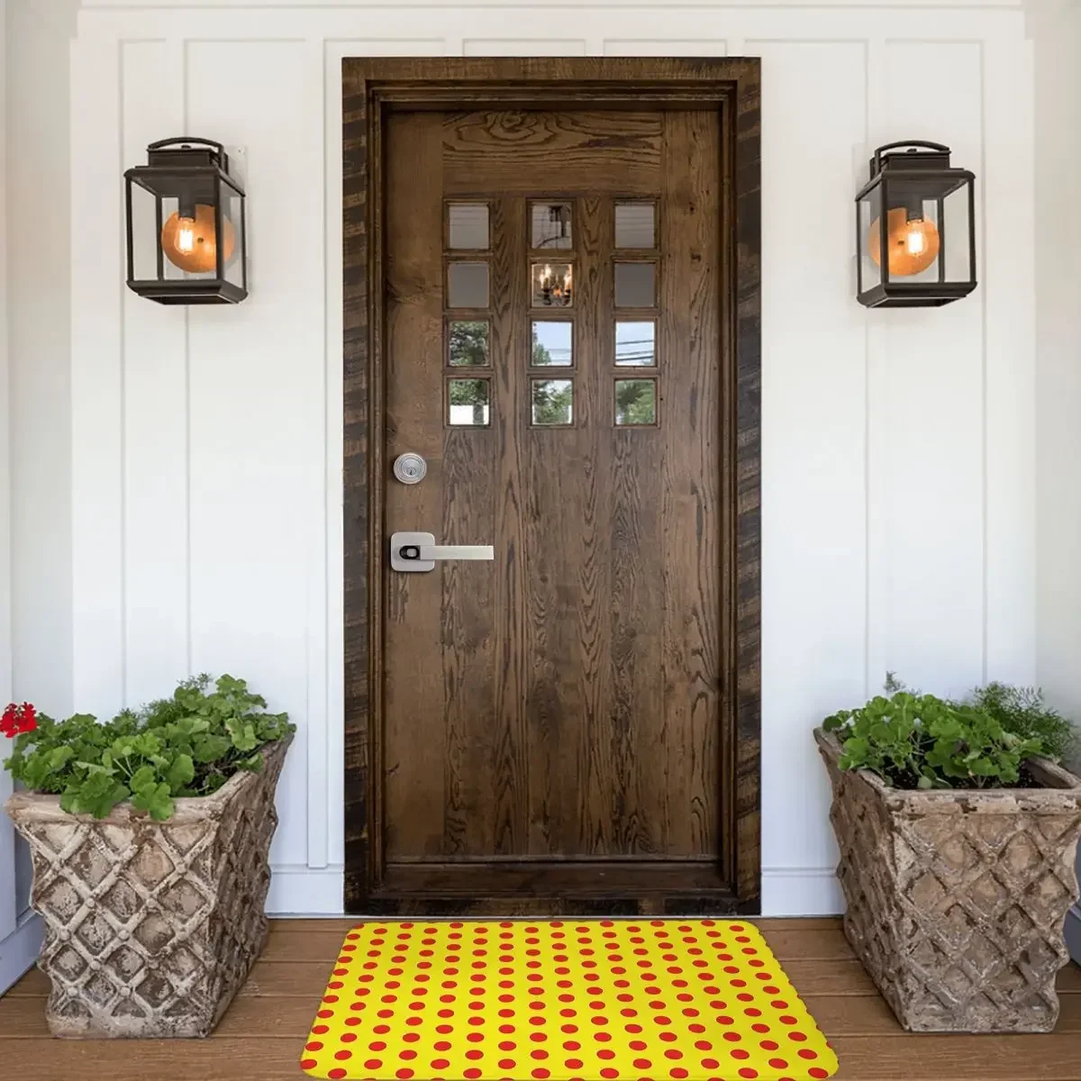 Classic Red And Yellow Polka Dot Pattern Doormat Rug Carpet Mat Footpad Polyester Non-slip Cushion Front Room Corridor Kitchen