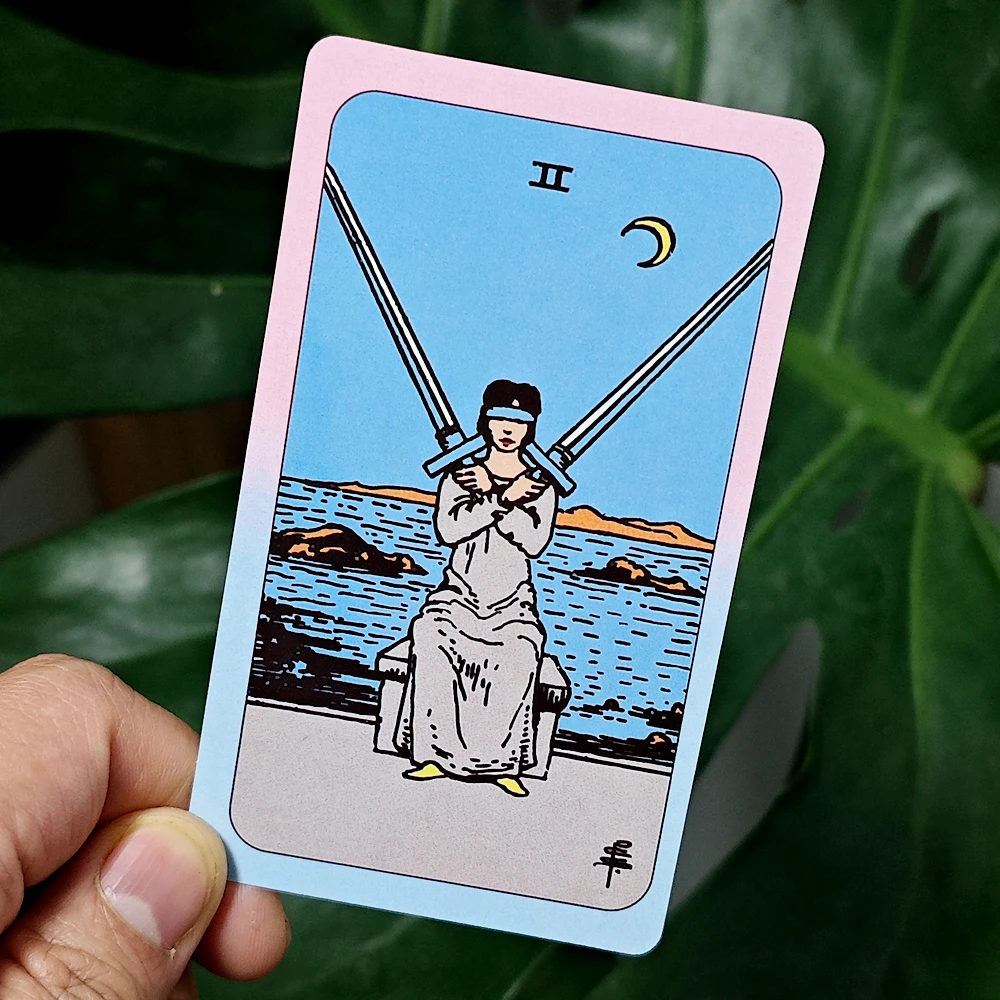 Jeu de Tarot sur le thème de la couleur bleue et rose, 10.3x6cm, tutoriel en langue russe, cavalier Waite, 78 cartes de Tarot