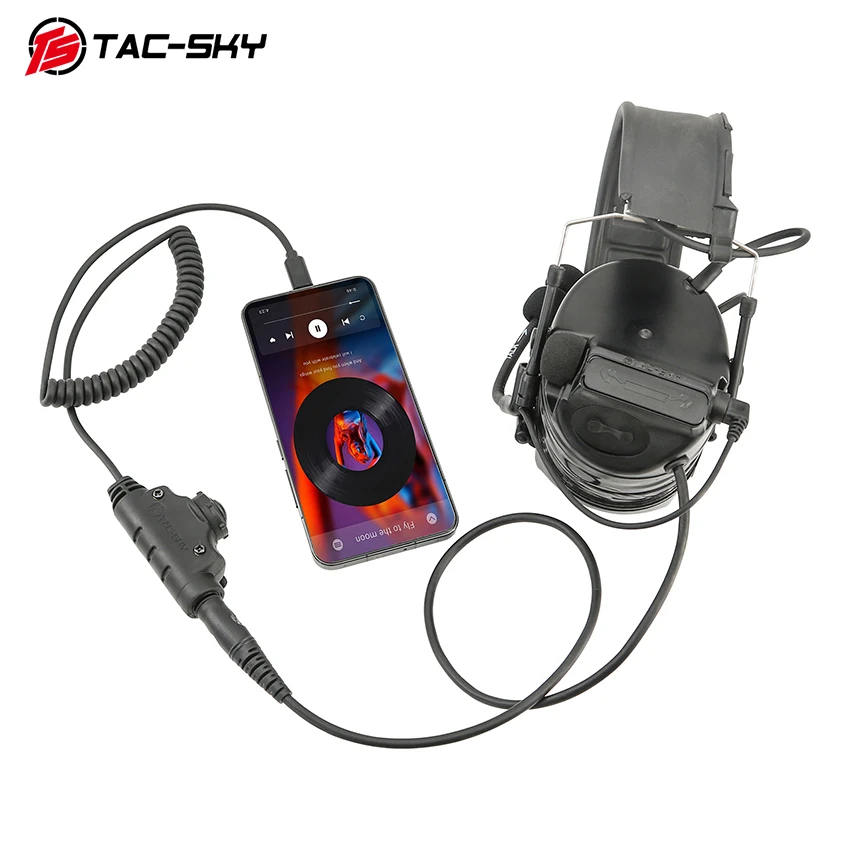 TS TAC-SKY Tactical Headset Accessory PTT Adapter U94 V2 PTT with Type-C Plug Compatible with Apple 16, 17 and Samsung phones