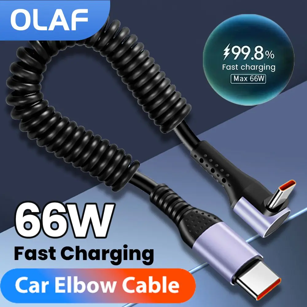 20 سنتيمتر إلى 1 متر سيارة الربيع كابل USB C إلى نوع C كابل شحن سريع سيارة الربيع USB C بيانات الحبل آيفون 15 16 سامسونج هواوي Xiaomi