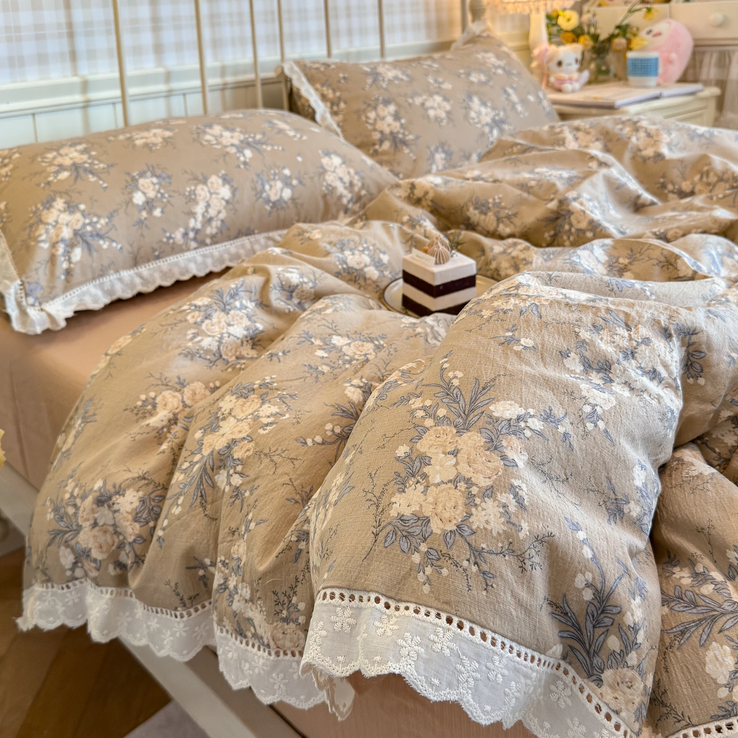 Bettwäsche-Set mit Blumenmuster, Prinzessin, Bettbezug, Bettwäsche-Set Zm бе Sosyal Set, Raumdekoration, Geburtstagsgeschenk, Schlafzimmer – Detail 2