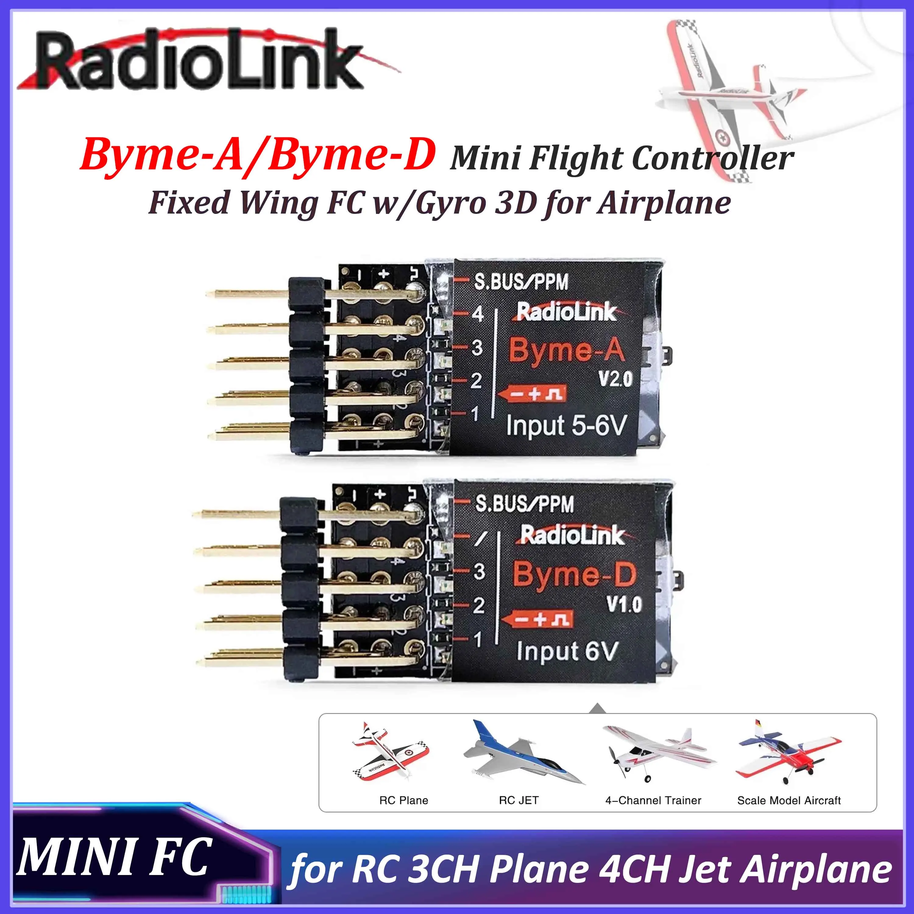 Radiolink Byme-A Byme-D Mini contrôleur de vol aile fixe FC 3/5 Mode de vol avec gyroscope 3D pour avion RC 3CH 4CH Jet pièces d'avion