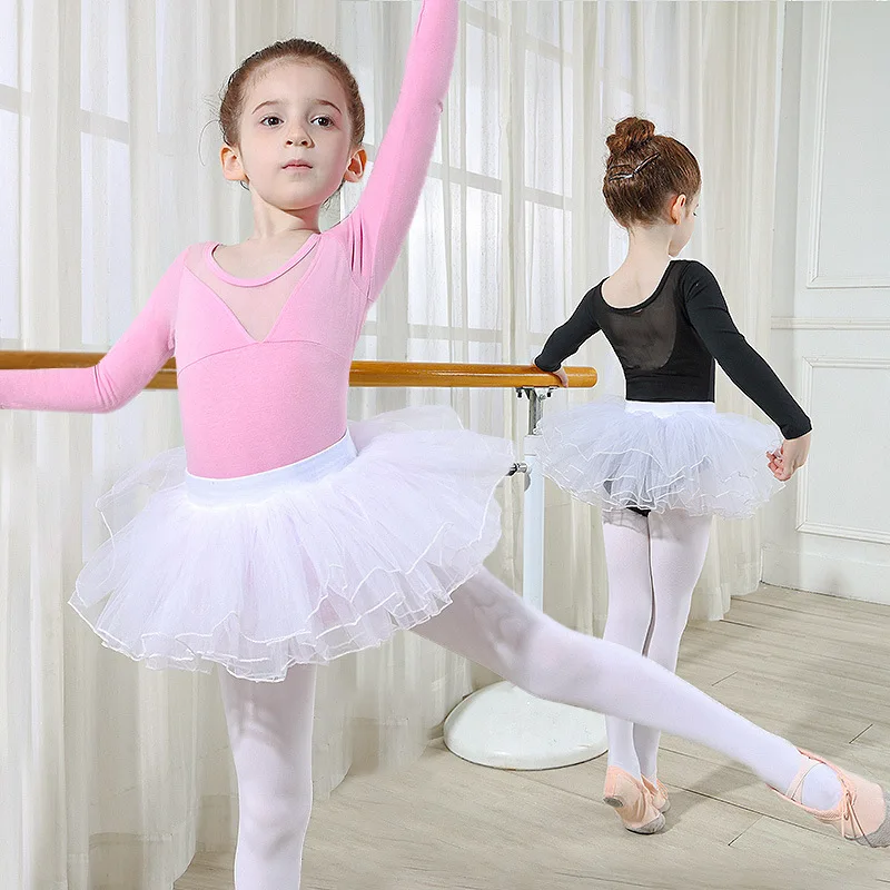 Ballett Tutu Kleid Gymnastik Trikots für Mädchen Kinder Kurzarm Ballett Chiffon Rock Trikots Kind Tanz kleidung Mädchen