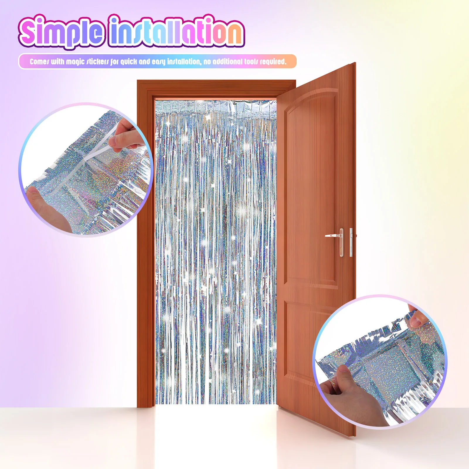 

Silver Foil Fringe Backdrop Glitter Curtain Streamers Decoration Flash Tinsel The Pet