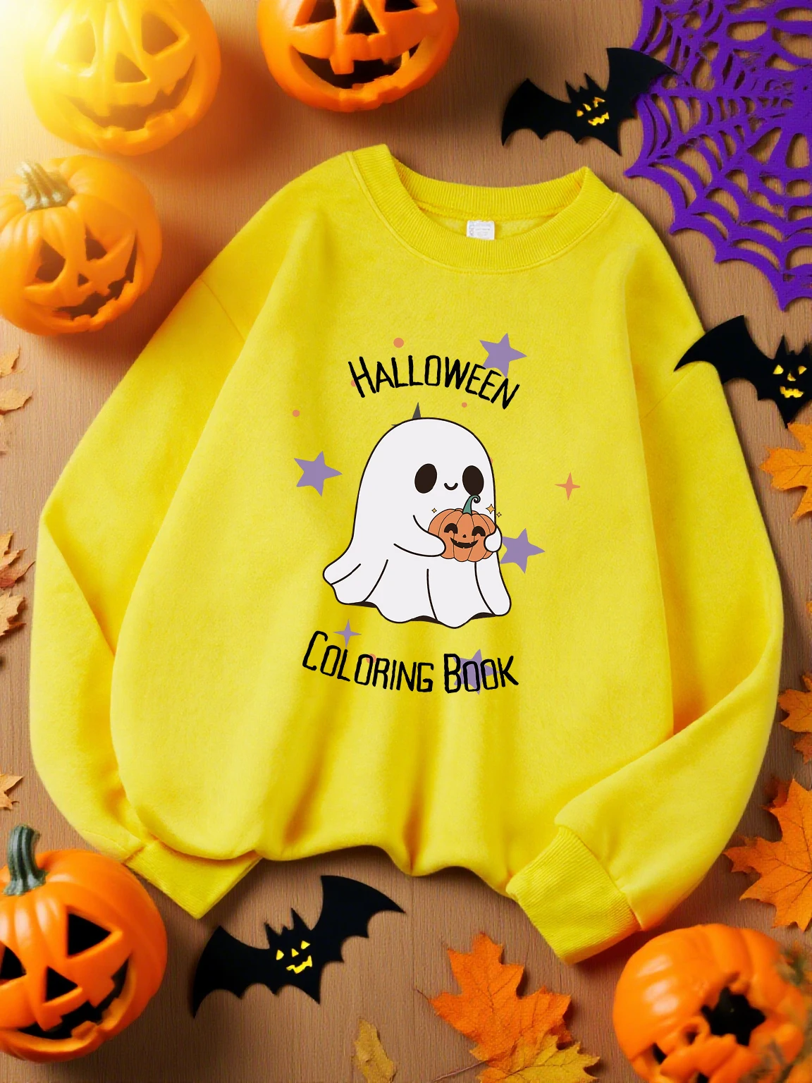 هالوين تلوين كتاب شبح تصميم البلوز امرأة الرياضة Y2K البلوز الخريف عارضة الشارع الشهير لينة متعدد الألوان بلوزات