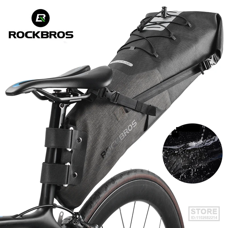 

ROCKBROS Bike Bag Waterproof Reflective 10L Large Capacity Saddle Cycling Foldable Tail Rear MTB Road Trunk Bicycle