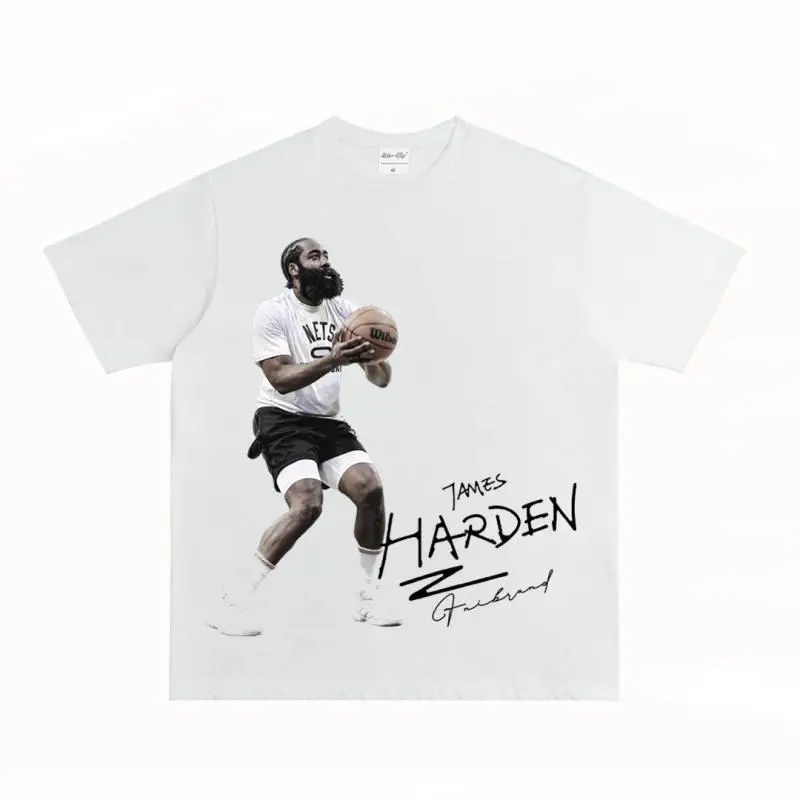 Basketball Shooting Posture Vintage American Street Vtg Pure Cotton Basketball Training Short-sleeved T-shirt