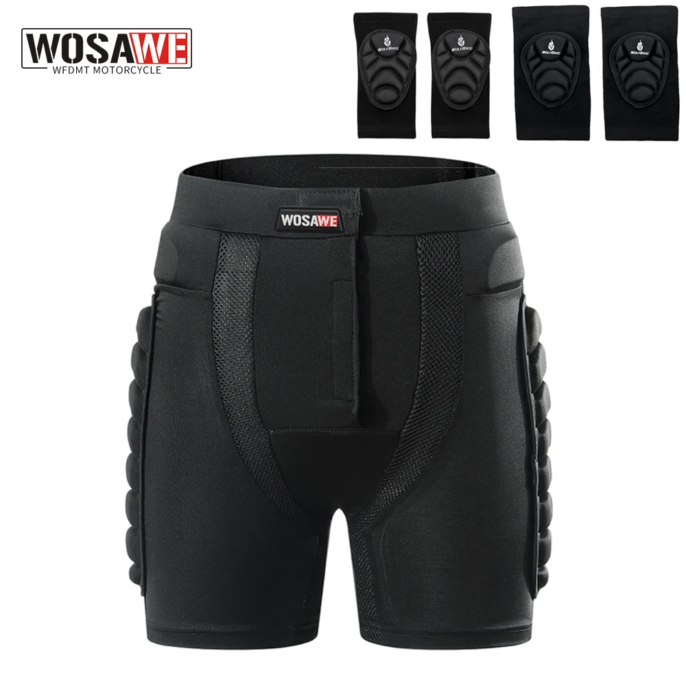 WOSAWE Unisex Motorcycle Shorts Ski Snowboard Protective Gear Hip Butt Pad Men Motorbike Hip Protector Armor Motocross Shorts