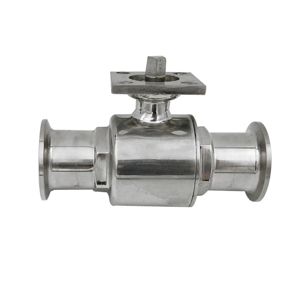 High Platform 2-way Ball Valve SS304 Sanitary Tri Clamp Ball Valve Quick Install fit Pipe OD 19-102mm with Bracket