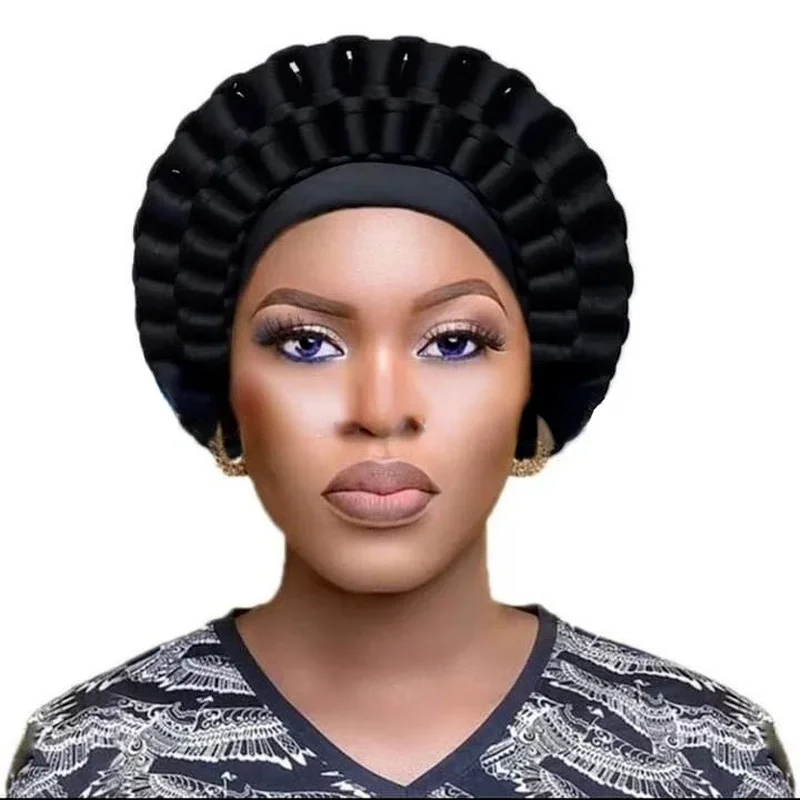 African Auto Gele Headtie Nigerian Wedding Gele Women Hijab Turban Cap Two Piece Already Made Head Wrap Foullard Femme Africaine