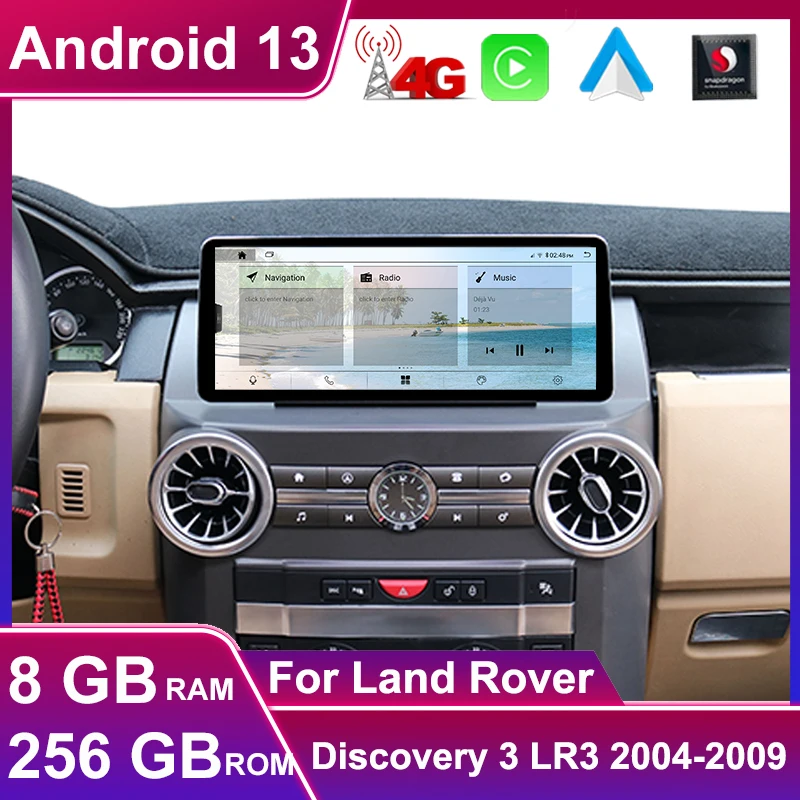 

Snapdragon Android 13 12,3/13,3 дюймов для Land Rover Discovery 3 LR3 2004-2009 Автомобильный GPS мультимедийный плеер беспроводной Carplay 8 + 256G