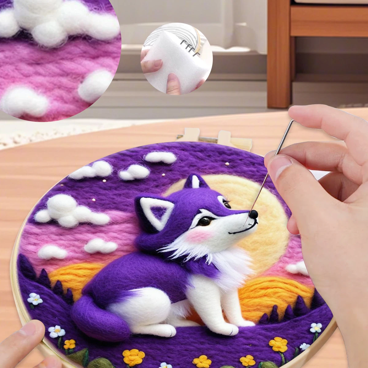 

SDOYUNO Wool Felt Painting wolf Set For Handicraft Handmade Creative Leisure Felt Diy Craft Kit Needlework Felt Gift Room Decor