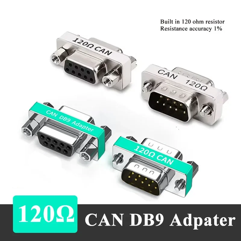 DB9 Male to Female Conversion Pug CAN Bus Adapter Head Male to Female Built-in 120 Ohm CAN Terminal Resistance with 1% Accuracy