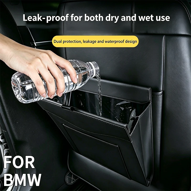 For BMW F30 F10 E90 F20 E46 E60 4 5 6 7 i Series Easy Installation Car Trash Bag Ceat Back Large Capacity Trash Organizer Bag