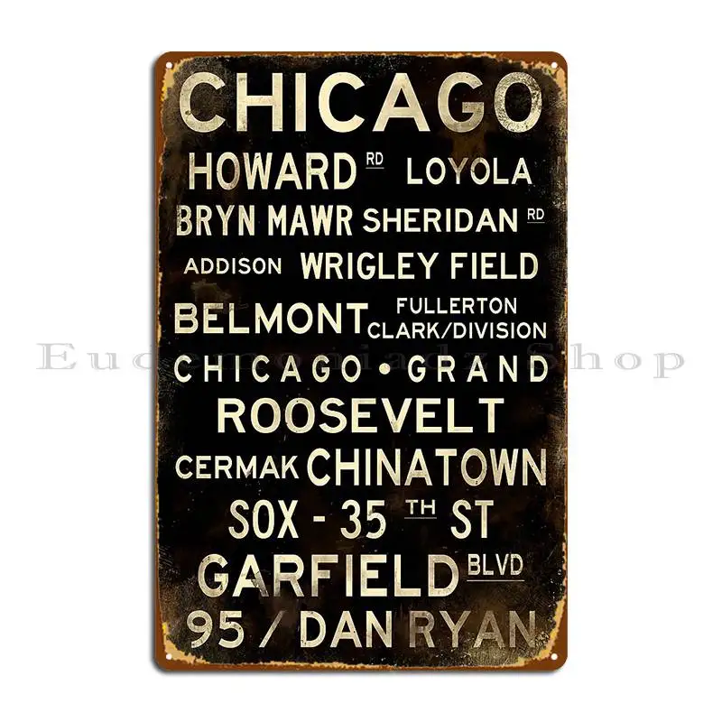 Distressed Chicago L Subway Sign Art Metal Signs Cinema Decoration Cinema Iron Plaques Tin Sign Poster