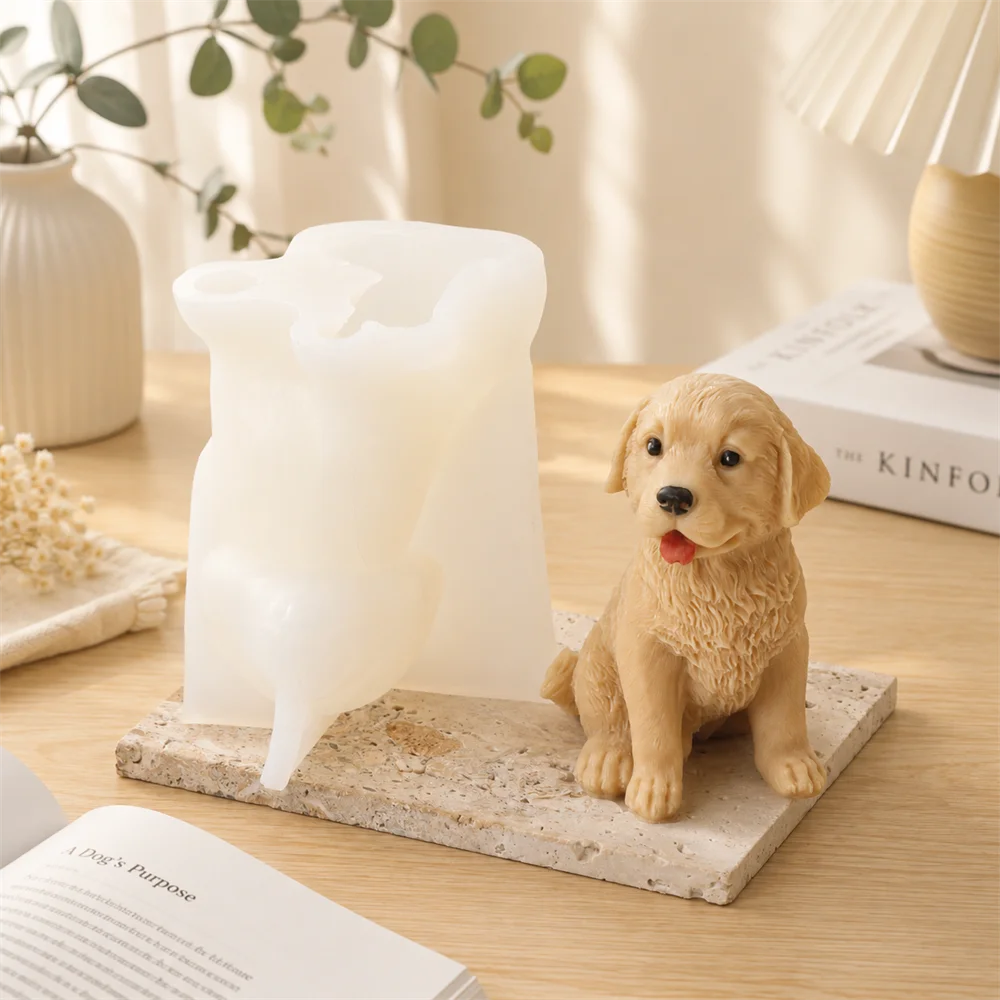 Golden Retriever Silicone Candle Mold DIY Dog Candle Mold for Soy Wax Aromatherapy Candle Making Plaster Soap Home Decor Gift view 4