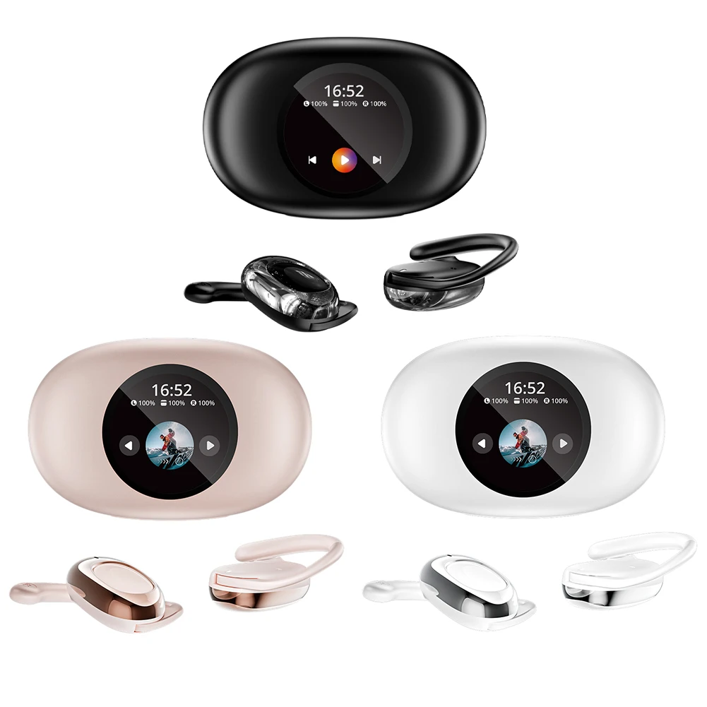 Écouteurs sans fil avec étui de chargement, écouteurs, casque à oreille ouverte BT 5.4, écran tactile, sports, entraînement, course à pied