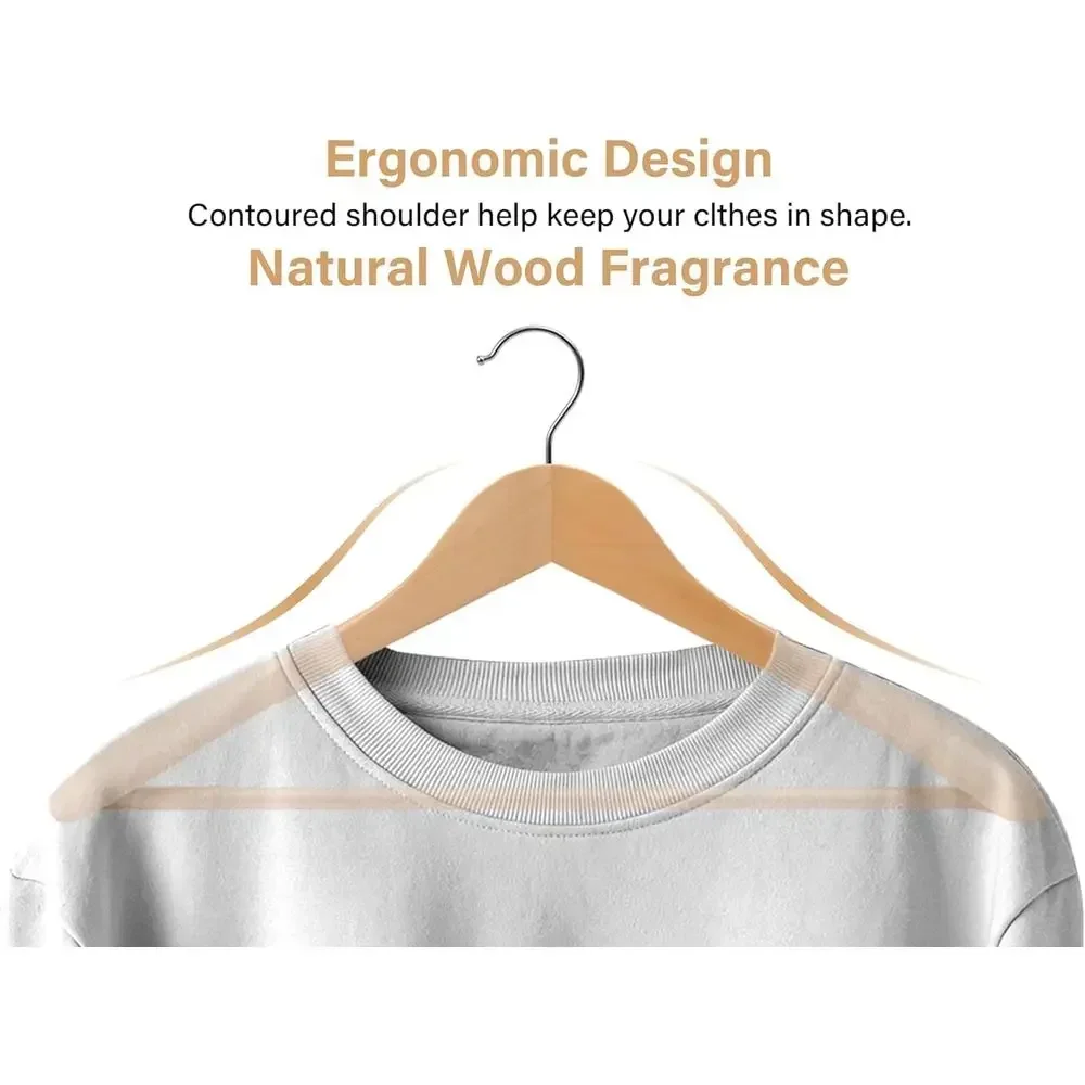 10 عبوات من شماعات الخشب الطبيعي الواسعة للغاية للمعاطف والقمصان والسترات والسراويل والبدلات #6