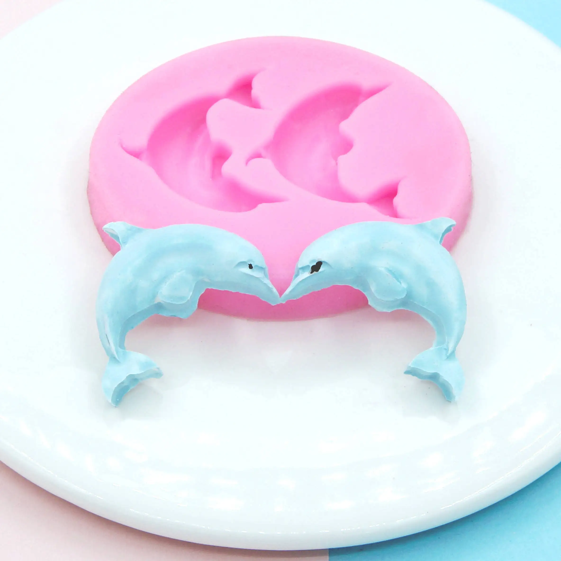 Aquatic creatures  Dolphin Fondant Silicone Mold Chocolate Mousse Sugar Baking Mold Gypsum DIY Drop Glue Soap Mold