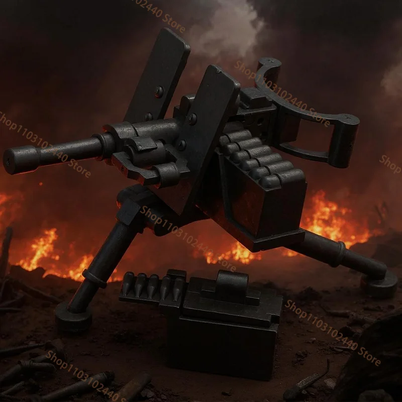 New Military Series Puzzle Building Toy: Battlefield Machine Gun Set-DIY Machine Guns & Cannons MOC Army Models for Boys' Gifts