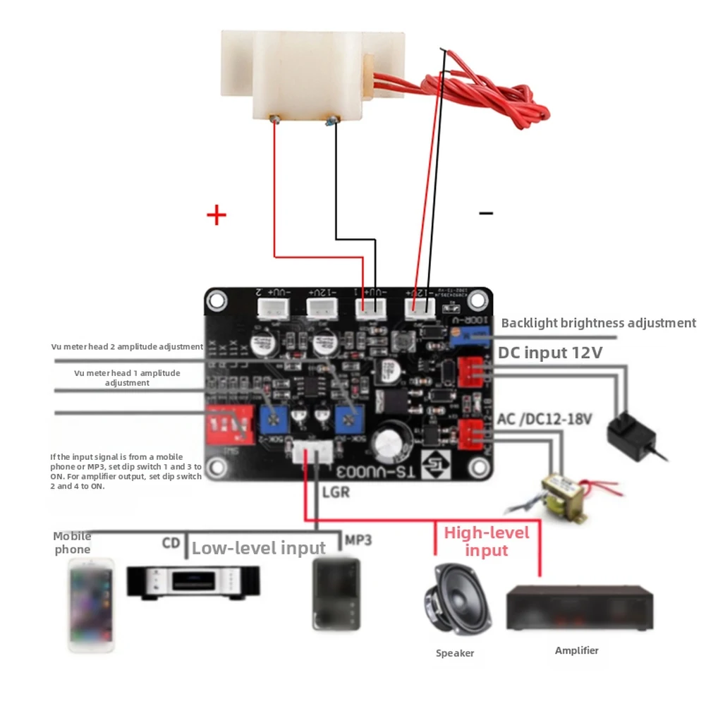 H-319 Volume Unit Meter for Audio Signal Chains Including Mixers For Amps and PreFor Amps with Precise Mechanical Movement