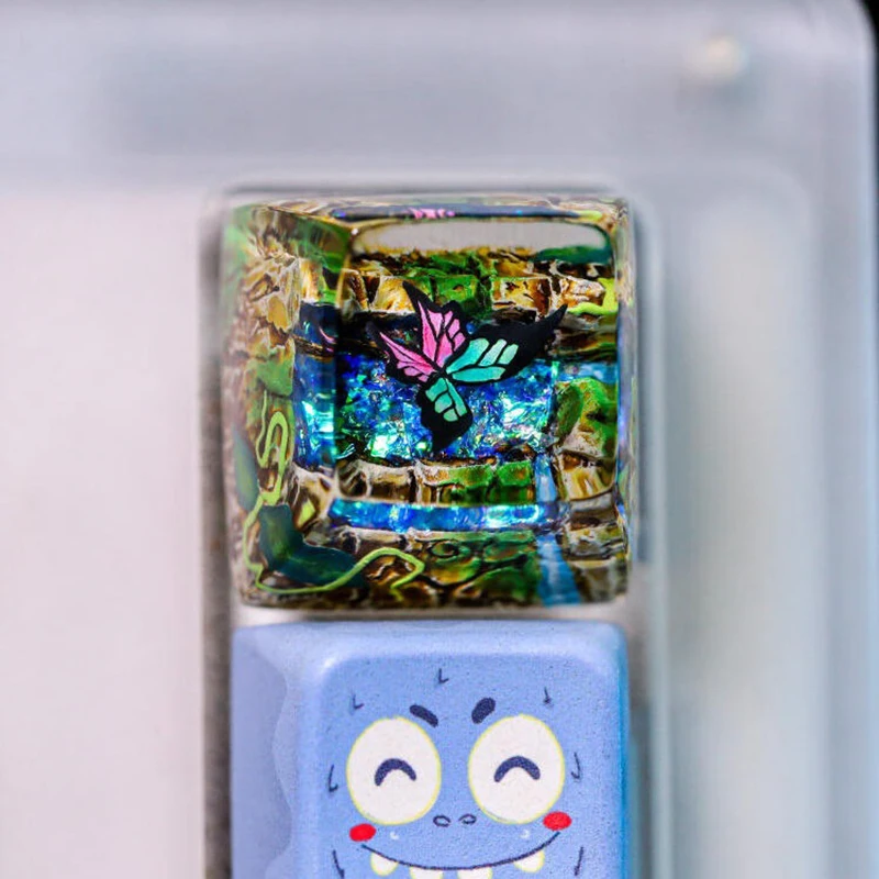 Organism Resin Keycap Creactive Art Keyboard Decoration Beautiful Butterfly Figure Theme 3D Landscape Replaceable Keyboard Keys