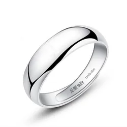 Unibabe 100% Real 999 Pure Silver Jewelry Simple Open Ring For Women Men Ring Fashion Free Size Bright Rings Gifts