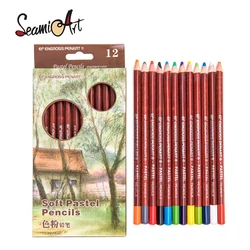 Ensemble de crayons pastel en bois pour artiste, papier de base, peau, dessin, école, bureau, fournitures de crayons de couleur, 12 pièces