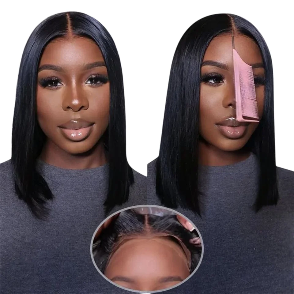 

Straight Bob Glueless Wigs Human Hair Preplucked Density200 5x5 HD Pre Cut Lace Wear And Go Straight Bob Wig Human Hair 8-16inch
