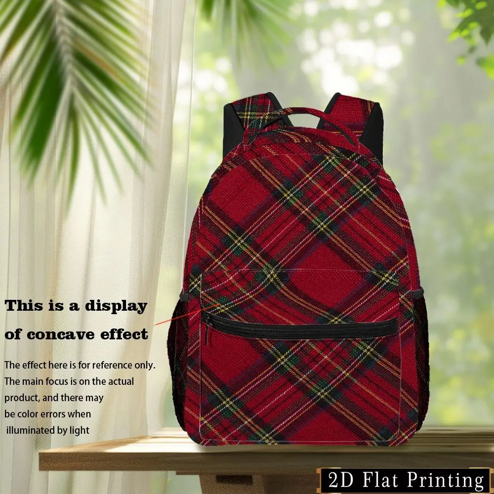 1pc Men'S Hand Wash Casual Red Checkered Pattern Backpack Multi-Use Bag Commuting Fitness Travel Shopping Camping