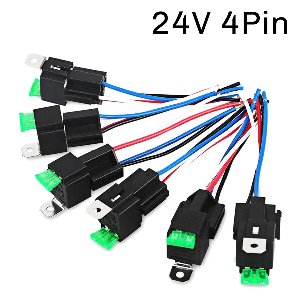 6PCS Copper Terminal Auto Relay 30A Fused On/Off Car Motor Relay with Holder Socket On/Off Fused Relay 24V 4PIN