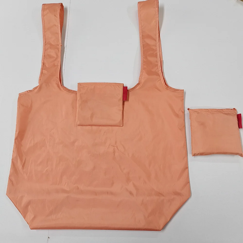 Hot Promotional Eco-friendly Large Capacity Polyester Storage Bag Recycled Lightweight Folding Shopper Bag with Custom Print