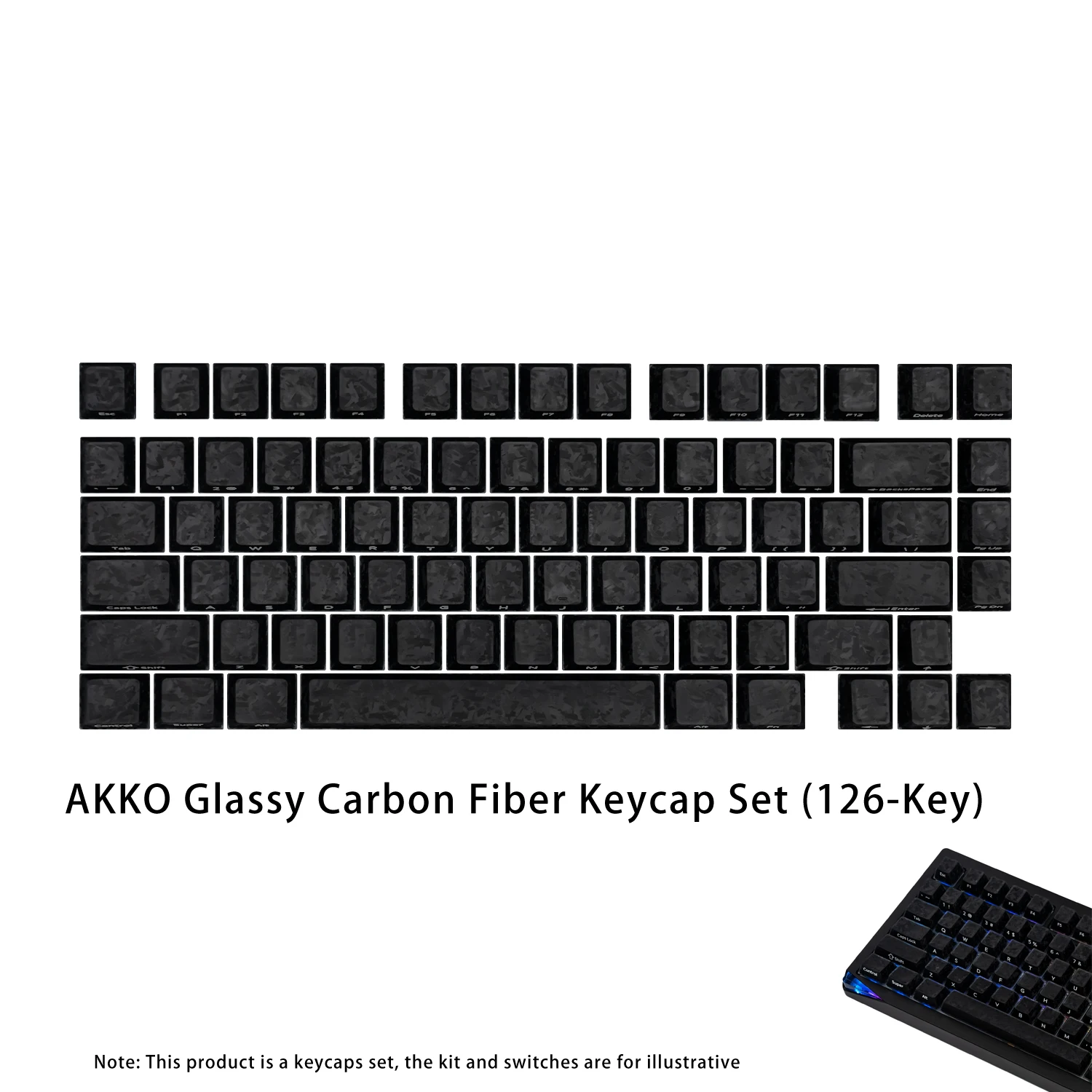 AKKO Glanzende Carbon Fiber Textuur Keycaps Transparant Zijbedrukt voor RGB Keybaord Cherry profiel PC+ABS Double-Shot Keycap set