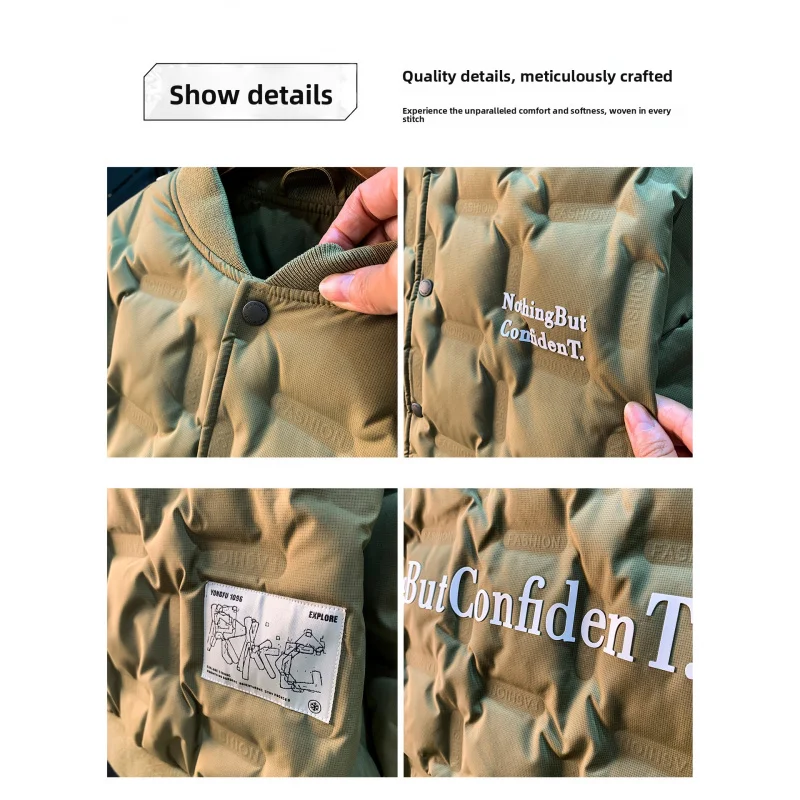 7XL حجم كبير أسفل سترة الرجال الراقية عارضة الشتاء معطف دافئ وسميك النسخة الكورية المألوف البيسبول طوق الملابس #6