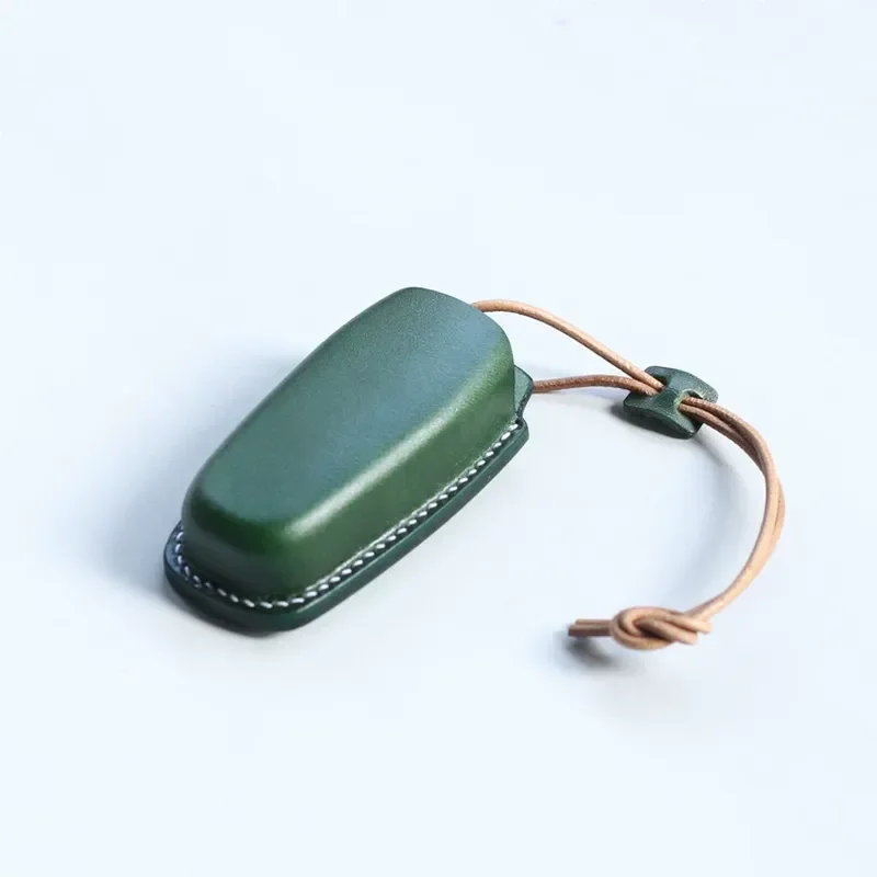 for HJKL New Audi A8L A6L A7 Q8 Q7 Leather Key Case Handmade Vegetable Tanned Key Cover Holder Protective Shell