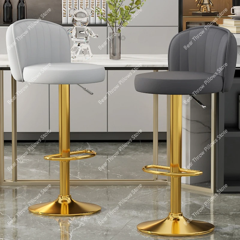 Home bar chair lift swivel high stool kitchen Leather bar stool counter work stool luxury cafe soft chair kitchen furniture