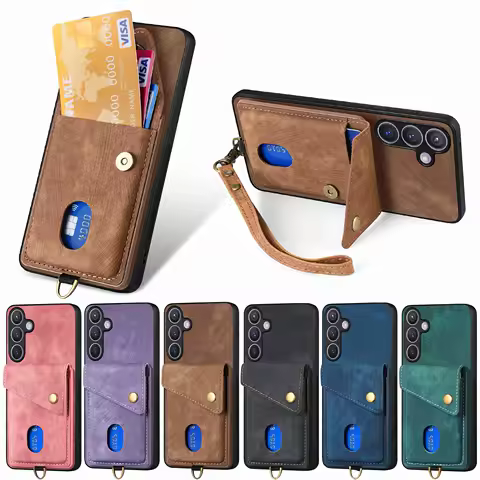 Vintage Cards Solt Leather Wallet Case for Samsung Galaxy S23 S24 Ultra S21 FE S22 Plus A04 A14 A24 A34 A54 A05 A15 A25 A33 A73
