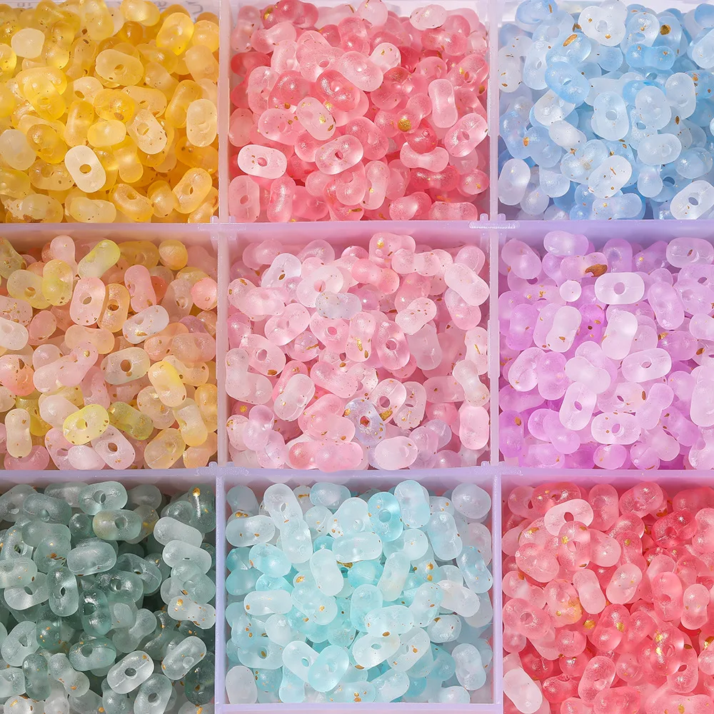 

400 шт./лот акриловые матовые золотые бусины в форме арахиса, бусины-разделители для браслетов, серег, DIY изготовление ювелирных изделий, аксессуары для рукоделия