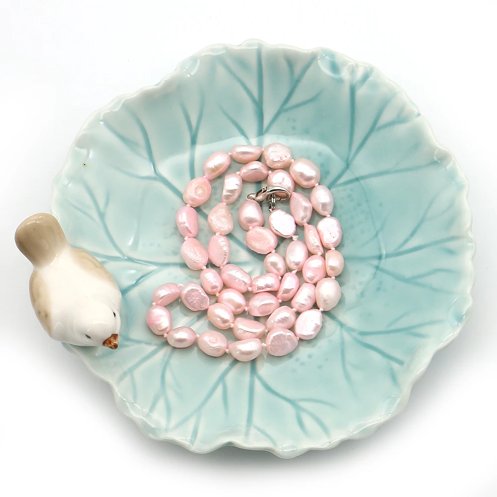 

Creative Natural Freshwater Irregular Baroque Pink Double-Sided Luster Straight-Hole Pearl Beads DIY Necklace Accessories