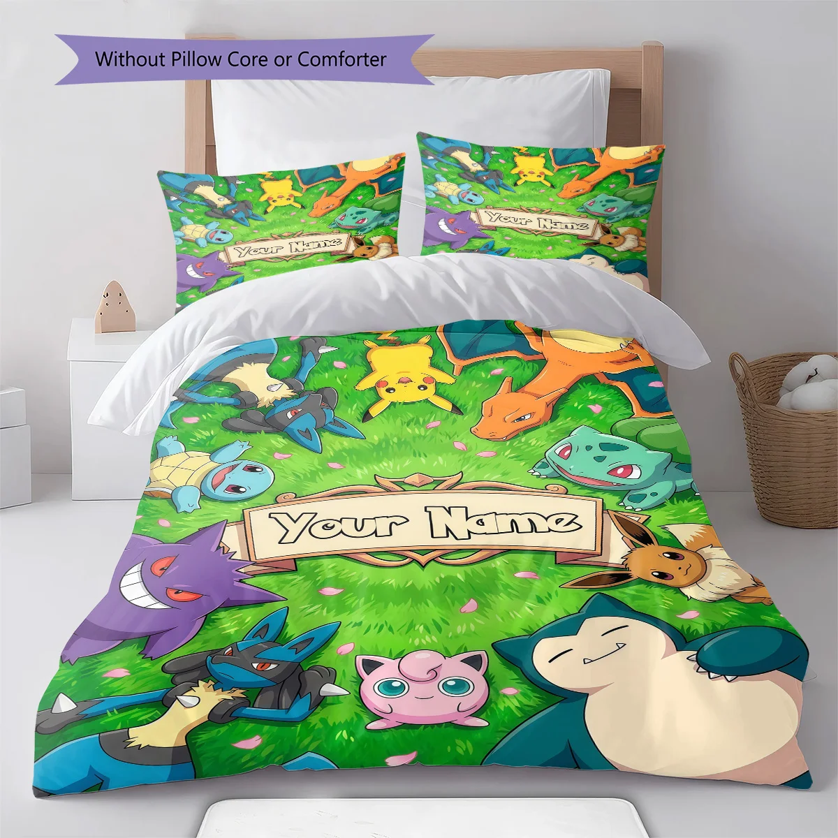 Pokemon Custom Quilt Cover Bedding Set Pillowcase Soft Bedroom Home Decoration Anime Design -QJY