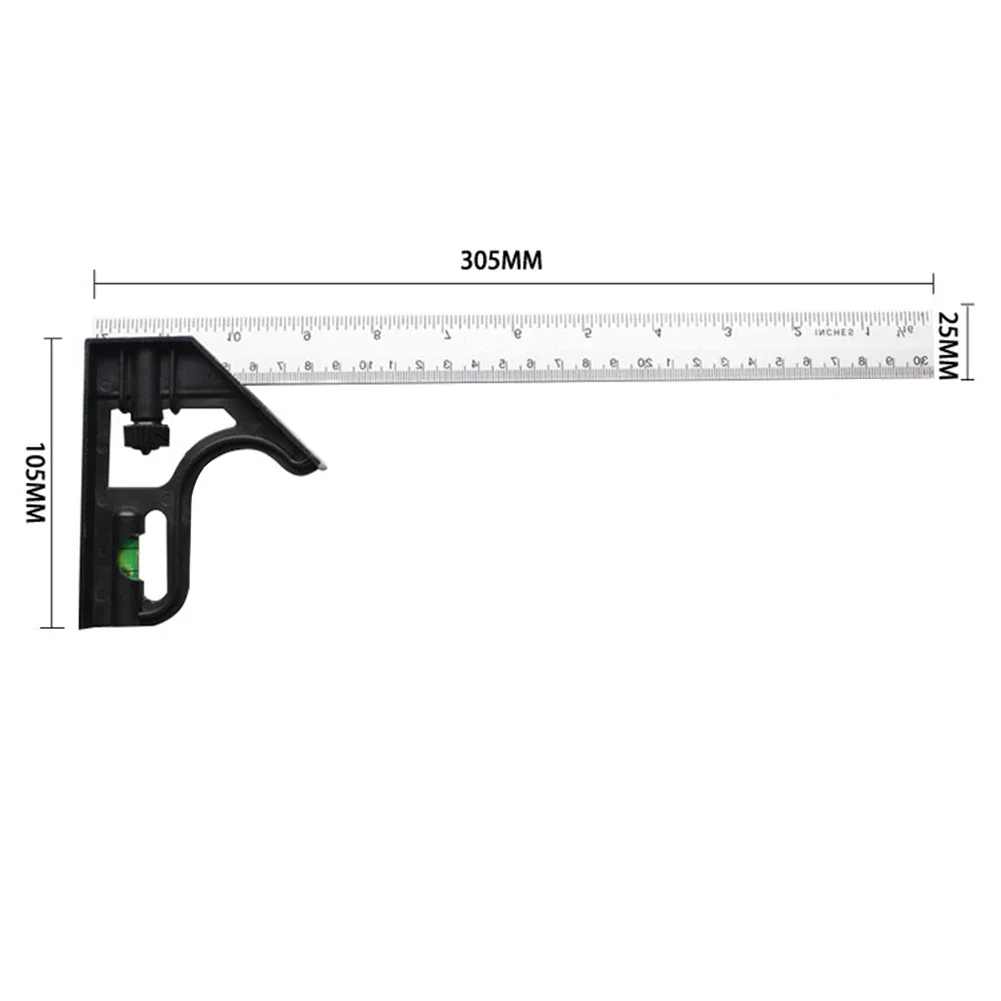 Right Angle Ruler Woodworking Carpentry Tools Combination Square Angle Protractor 45 High Precision Adjustable Measuring Tools