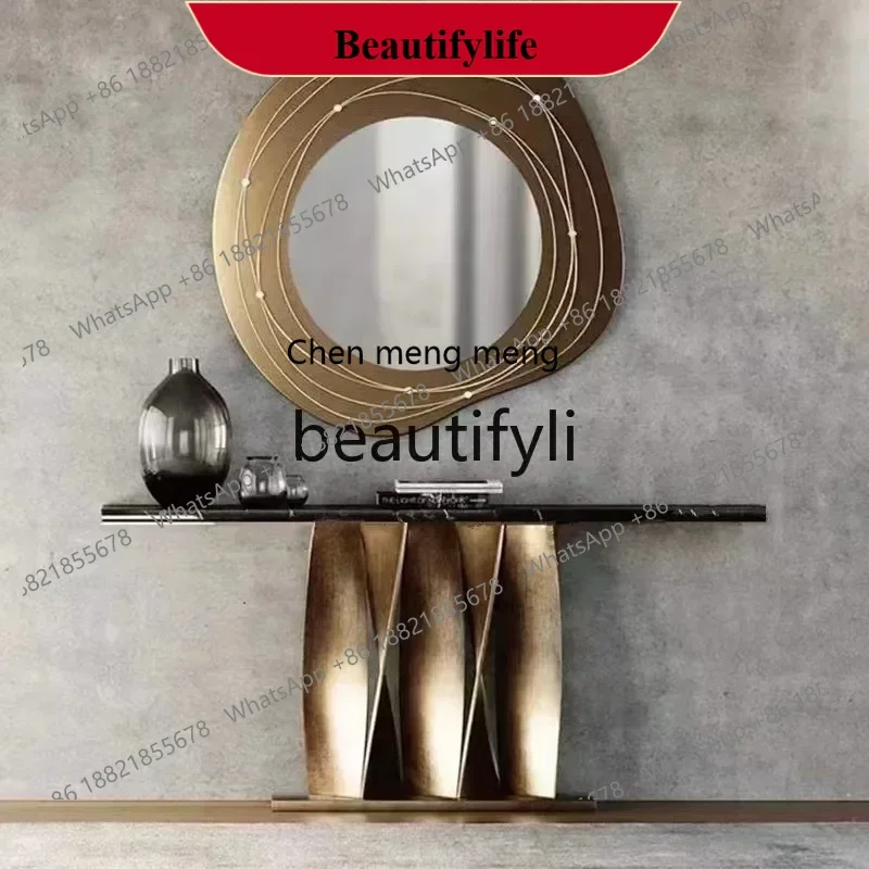 D178   Italian light luxury rock slab entrance table, living room entry decoration marble observation deck, entrance terrace