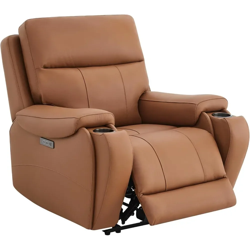 Power Zero Gravity Recliner Chair, Genuine Leather Recliner Chair for Adults, Adjustable Reclining Sofa Lounge with Hidden Slide