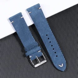 High Quality Suede Genuine Leather Watch Strap 18 20mm 22mm for Seiko Quick Release Watchband Accessories Vintage Handmade Band