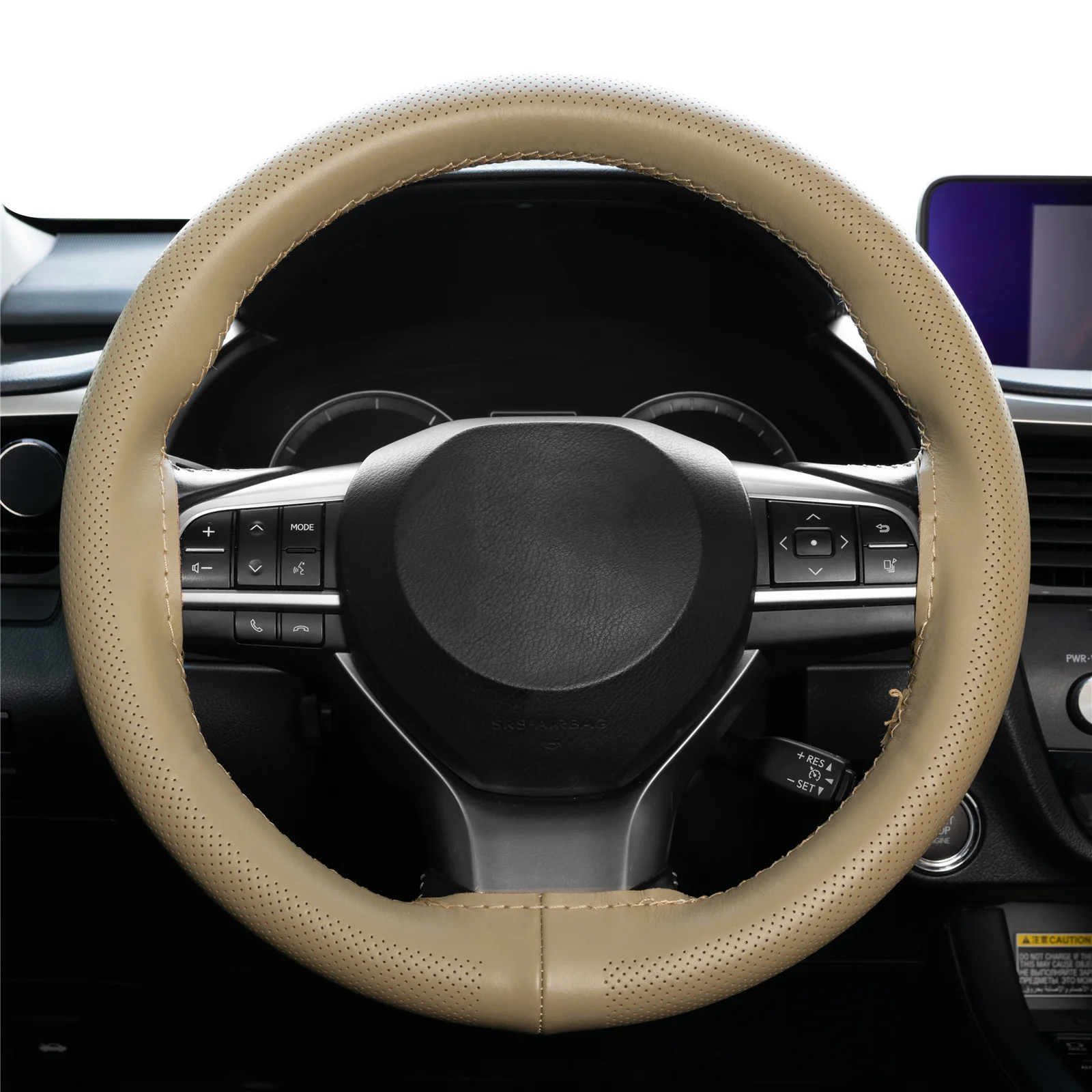 DIY Steering Wheel Cover 38cm 15Inch Genuine Leather Punched Breathable with Needle and Thread  Car Vehicle Interior Accessories