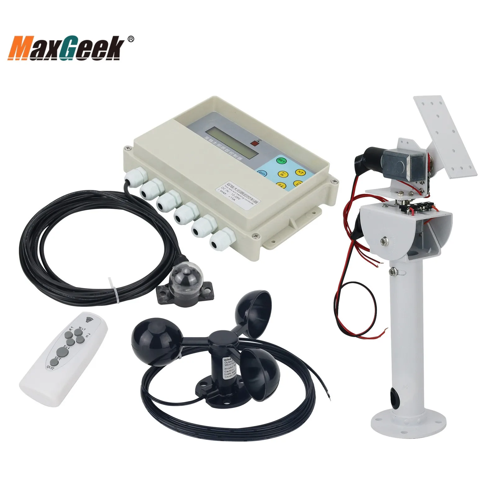 Maxgeek 2 Axis Solar Tracker Controller Automatic Solar Tracking System w/ Remote Control + DC 2 Axis Gimbal