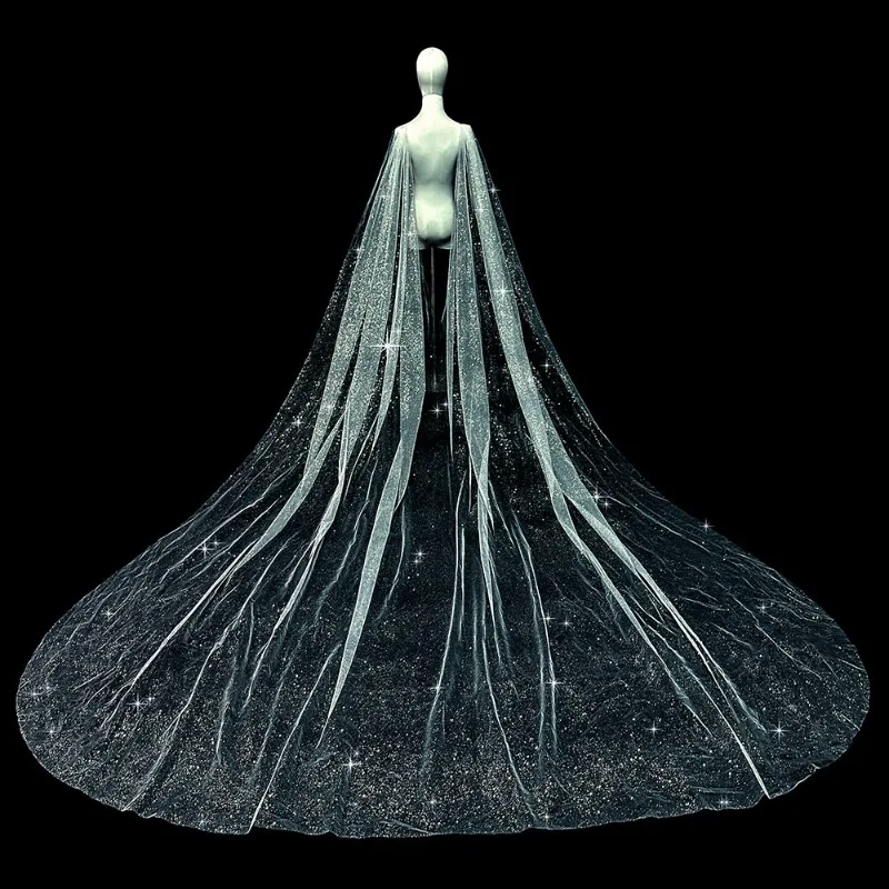 Universe Grocery Store New Bridal Main Wedding Dress Veil Fine Glitter Spray Gold Long Trailing Shoulder Shoulder Accessories
